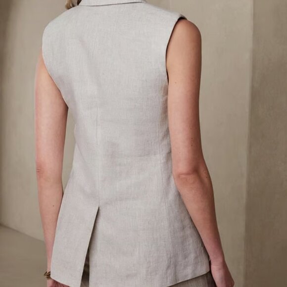 Banana Republic Palma Beige Linen Vest US 10 - Picture 4 of 4
